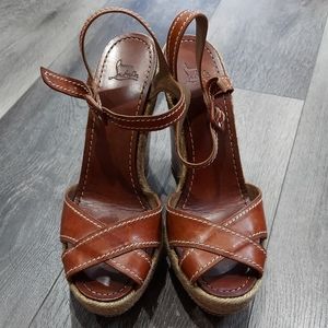 Christian louboutin leather espadrilles wedges